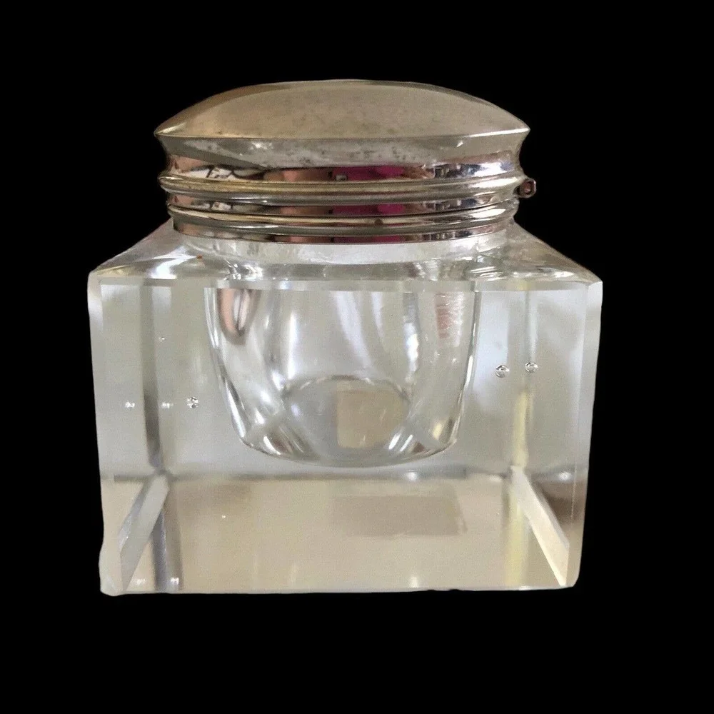Pottery Barn Inkwell Votive Holder Glass Candle Holder Square Cut Corners